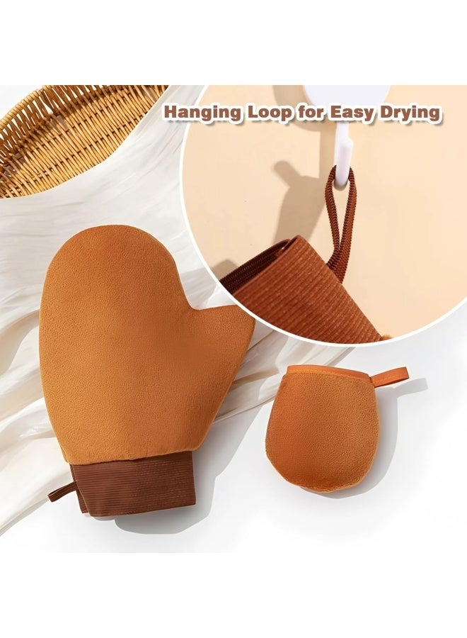 2 PCS Self Tanning Mitt Applicator,Soft Flocking Exterior for Streak-Free Application, Waterproof Liner, Elastic Cuff Hanging Loop,Body Lotion Applicator Gloves For Sunscreen, Tanning Oil - Image 5